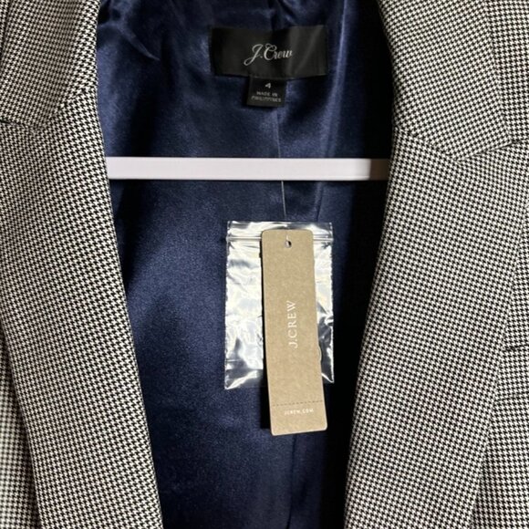 NWT J.Crew Houndstooth Peplum Back Blazer in Black Ivory Jacket Size 4 - Picture 9 of 9
